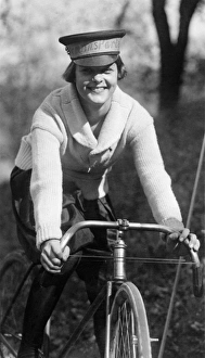 BICYCLE MESSENGER, 1921. Julia Obear, messenger for the National Womans Party BICYCLE MESSENGER, 1921. Julia Obear, messenger for the National Womans Party