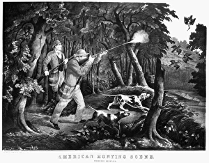 BIRD HUNTING, 1869. American hunting scene. Lithograph, American, 1869 BIRD HUNTING, 1869. American hunting scene. Lithograph, American, 1869