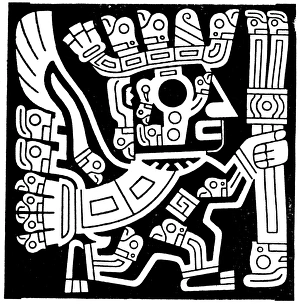 BOLIVIA: TIAHUANACO FIGURE. Drawing of one of the many figures on each side of BOLIVIA: TIAHUANACO FIGURE. Drawing of one of the many figures on each side of