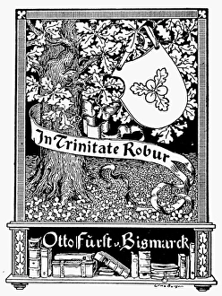BOOKPLATE, 1895. Bookplate used by the Prussian statesman, Otto von Bismarck BOOKPLATE, 1895. Bookplate used by the Prussian statesman, Otto von Bismarck