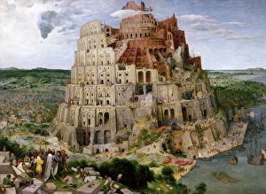BRUEGEL: TOWER OF BABEL. Building the Tower of Babel. Oil on panel by Pieter Bruegel the Elder, 1563 BRUEGEL: TOWER OF BABEL. Building the Tower of Babel. Oil on panel by Pieter Bruegel the Elder, 1563