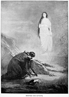 BYRON: MANFRED & ASTARTE. Painting by K. Liska based on Lord George Gordon Bryans Manfred BYRON: MANFRED & ASTARTE. Painting by K. Liska based on Lord George Gordon Bryans Manfred