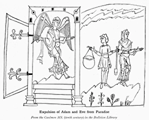 CAEDMON MANUSCRIPT. Expulsion of Adam and Eve from Paradise CAEDMON MANUSCRIPT. Expulsion of Adam and Eve from Paradise