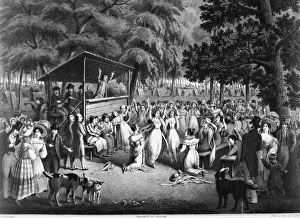 CAMP MEETING, c1830. American lithograph, c1830 CAMP MEETING, c1830. American lithograph, c1830