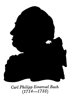 CARL PHILIPP EMANUEL BACH (1714-1788). German composer. Contemporary silhouette CARL PHILIPP EMANUEL BACH (1714-1788). German composer. Contemporary silhouette