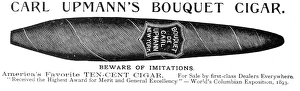 CARL UPMANN'S CIGAR, 1895. American magazine advertisement, 1895 CARL UPMANN'S CIGAR, 1895. American magazine advertisement, 1895