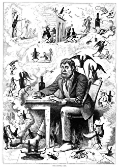 CARTOON: ALCOHOLISM, 1874. The Bottle Imp. Cartoon by Frank Bellew, 1874 CARTOON: ALCOHOLISM, 1874. The Bottle Imp. Cartoon by Frank Bellew, 1874