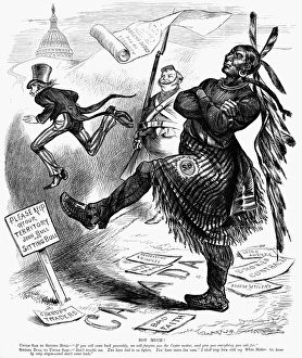 CARTOON: SITTING BULL. American newspaper cartoon, 1877, on the flight of Sitting Bull CARTOON: SITTING BULL. American newspaper cartoon, 1877, on the flight of Sitting Bull