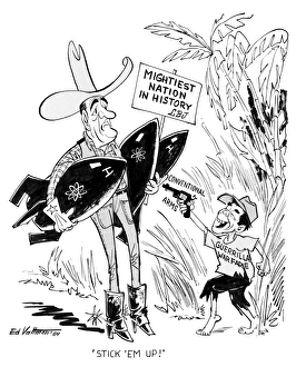 Vietnam War Prints: Print of Cartoon: 'Vietnam War, 1964. Stick 'em up!'