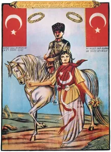 Ataturk Prints: Print of a woman leading a horse, symbolizing the Republic of Turkey