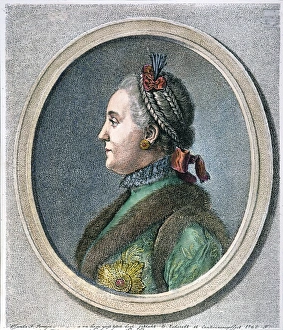 CATHERINE II OF RUSSIA (1729-1796). Russian etching, 1762 CATHERINE II OF RUSSIA (1729-1796). Russian etching, 1762