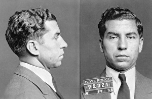 CHARLES LUCKY LUCIANO (1897-1962). American gangster. Photographed by the New York City Police Department, 1936 CHARLES LUCKY LUCIANO (1897-1962). American gangster. Photographed by the New York City Police Department, 1936