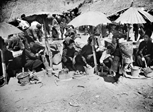 CHINA: CHEFANG, c1940. An outdoor market in Chefang, China, where vendors are selling bettlenut CHINA: CHEFANG, c1940. An outdoor market in Chefang, China, where vendors are selling bettlenut