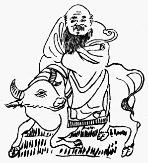 Chinese philosopher and founder of Taoism. Line drawing Chinese philosopher and founder of Taoism. Line drawing