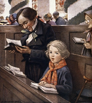 A CHRISTMAS CAROL. Bob Cratchit & his son Tiny Tim: illustration by Jessie Willcox Smith A CHRISTMAS CAROL. Bob Cratchit & his son Tiny Tim: illustration by Jessie Willcox Smith