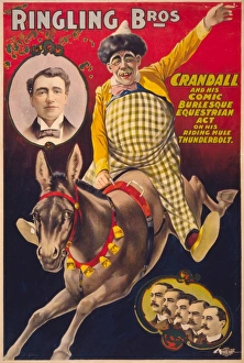 CIRCUS POSTER, c1899. Ringling Bros., Crandall and his comic burlesque equestrian CIRCUS POSTER, c1899. Ringling Bros., Crandall and his comic burlesque equestrian