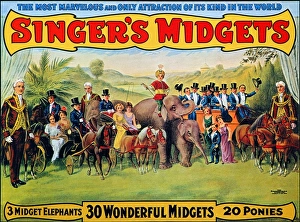 CIRCUS POSTER, c1910. American circus poster, c1910, featuring Singers Midgets CIRCUS POSTER, c1910. American circus poster, c1910, featuring Singers Midgets