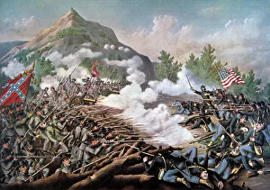 CIVIL WAR, 1864. Battle of Kennesaw Mountain, Georgia, June 27, 1864: lithograph, 1891, by Kurz & Allison CIVIL WAR, 1864. Battle of Kennesaw Mountain, Georgia, June 27, 1864: lithograph, 1891, by Kurz & Allison