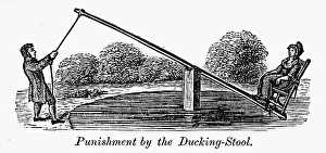 19th Century Engraving Prints: COLONIAL DUCKING STOOL
