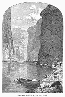 COLORADO RIVER. Noon Day Rest in Marble Canyon. Wood engraving, 1870 COLORADO RIVER. Noon Day Rest in Marble Canyon. Wood engraving, 1870