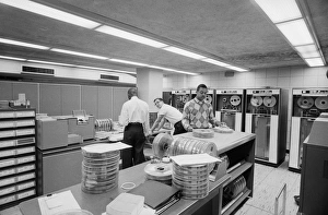Marion Trikosko Photography Prints: COMPUTER SYSTEM, 1964. Computer system at a license bureau. Photograph by Marion Trikosko