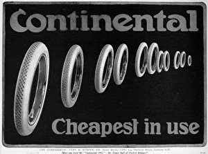 CONTINENTAL TIRE AD, 1913. English newspaper advertisement, 1913 CONTINENTAL TIRE AD, 1913. English newspaper advertisement, 1913