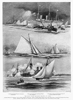 COWES REGATTA, 1895. Scenes from the Cowes Regatta in England. Upper illustration COWES REGATTA, 1895. Scenes from the Cowes Regatta in England. Upper illustration
