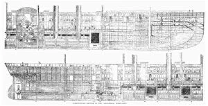 Images Dated 18th December 2007: Cross section of the British steamship Great Eastern, christened Leviathan in 1857
