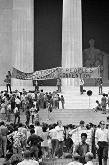 Crowds gathered on the steps of the Lincoln Memorial in Washington, D.C Crowds gathered on the steps of the Lincoln Memorial in Washington, D.C
