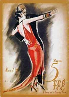 DANCING THE TANGO. Sheet music cover by Willy Herzig for Zum 5 Uhr Tee ('Five o') DANCING THE TANGO. Sheet music cover by Willy Herzig for Zum 5 Uhr Tee ('Five o')