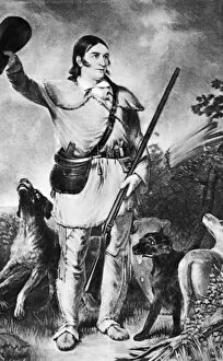 Images Dated 18th December 2006: DAVY CROCKETT (1786-1836). American frontiersman. 19th century lithograph