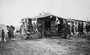 DEER HUNTING CABIN, 1890. Deer hunters at home. Photographed in 1890 DEER HUNTING CABIN, 1890. Deer hunters at home. Photographed in 1890