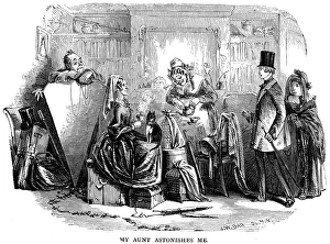 DICKENS: DAVID COPPERFIELD. My Aunt astonishes me. Wood engraving from a 19th-century American edition of David DICKENS: DAVID COPPERFIELD. My Aunt astonishes me. Wood engraving from a 19th-century American edition of David