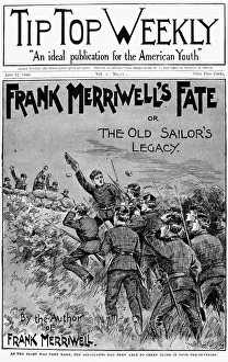 DIME NOVEL, 1896. Frank Merriwells Fate, or The Old Sailors Legacy. Cover of a Smith DIME NOVEL, 1896. Frank Merriwells Fate, or The Old Sailors Legacy. Cover of a Smith