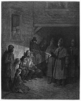 DORE: LONDON, 1872. The Fly-Paper Merchant. Wood engraving after Gustave Dore from London DORE: LONDON, 1872. The Fly-Paper Merchant. Wood engraving after Gustave Dore from London