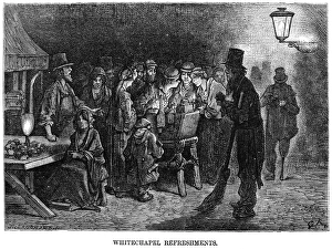 DORE: LONDON, 1872. Whitechapel Refreshments. Wood engraving after Gustave Dore DORE: LONDON, 1872. Whitechapel Refreshments. Wood engraving after Gustave Dore