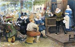 Prints of COLONIAL SMOKING PROTEST. The Edict of William the Testy Washington Irving Prints: Print of The Edict of William the Testy, depicting a colonial protest scene