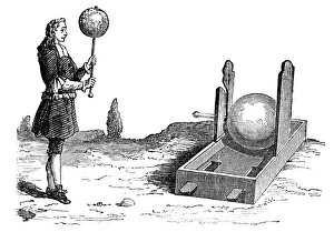 Prints of ELECTROSTATIC GENERATOR. The first electrostatic generator, invented by Otto von Guericke c1663 Otto Von Guericke Prints: Print of the First Electrostatic Generator, c1663