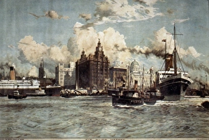 ENGLAND: MERSEY RIVER, 1928. The River Mersey, at Liverpool. Poster by Charles Dixon ENGLAND: MERSEY RIVER, 1928. The River Mersey, at Liverpool. Poster by Charles Dixon