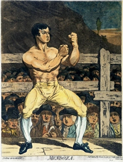 The English boxing champion Daniel Mendoza (c1763-1836): etching, c1788-95, by James Gillray The English boxing champion Daniel Mendoza (c1763-1836): etching, c1788-95, by James Gillray