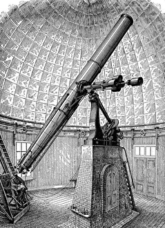 Late 19th Century Engraving Art Prints: EQUATORIAL TELESCOPE. At Washington, D. C. Line engraving, late 19th century