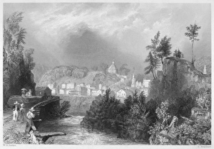 ERIE CANAL: LITTLE FALLS. Village of Little Falls, New York, showing the Mohawk River ERIE CANAL: LITTLE FALLS. Village of Little Falls, New York, showing the Mohawk River