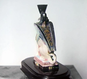 ETRUSCAN VASE. Rear view of an Etruscan vase in the shape of a mythical creature ETRUSCAN VASE. Rear view of an Etruscan vase in the shape of a mythical creature