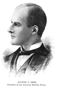 Eugene Victor Debs. American Socialist leader. Line engraving, 1894 Eugene Victor Debs. American Socialist leader. Line engraving, 1894