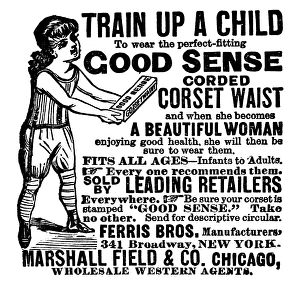 FASHION: CORSET, 1887. American magazine advertisement, 1887 FASHION: CORSET, 1887. American magazine advertisement, 1887