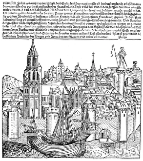 FRANCE, PARIS, 1493. Woodcut, German, from the Nuremberg Chronicle, 1493 FRANCE, PARIS, 1493. Woodcut, German, from the Nuremberg Chronicle, 1493