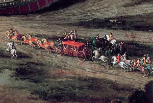 FRANCE: VERSAILLES, 1668. Coach at the Palace of Versailles FRANCE: VERSAILLES, 1668. Coach at the Palace of Versailles