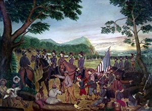 GEORGIA: SHERMAN'S MARCH. Shermans March Through Georgia, 1864. Oil on canvas by Andrew B. Carlin, 1871 GEORGIA: SHERMAN'S MARCH. Shermans March Through Georgia, 1864. Oil on canvas by Andrew B. Carlin, 1871