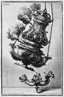 Catholic Church Decorations Prints: GIARDINI: CENSER, c1714. Design for a censer