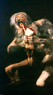 GOYA: SATURN, 1819-23. Saturn Devouring a Son. Oil by Francisco Goy, 1819-23 GOYA: SATURN, 1819-23. Saturn Devouring a Son. Oil by Francisco Goy, 1819-23